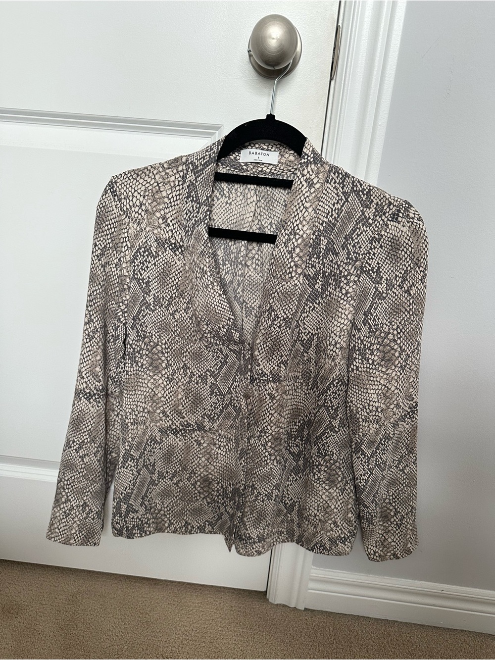 Babaton Neutral Snake-Print Blazer Jacket